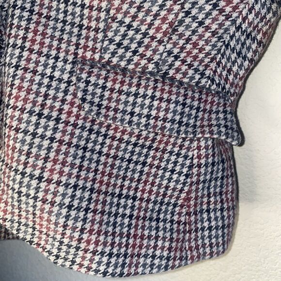 H&M Houndstooth wool Jacket Blazer Womens Dark preppy 8 old money mob - Picture 4 of 13